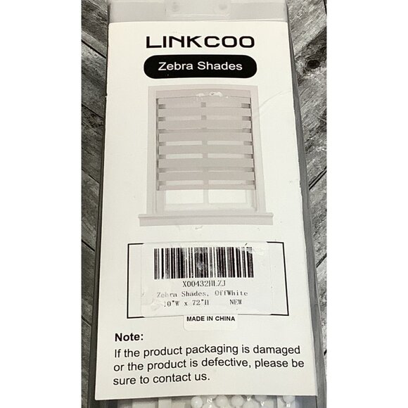 Linkcoo Zebra Shades Blinds 10"W X 72"H Off White Light Filtering Control Home - Picture 7 of 9